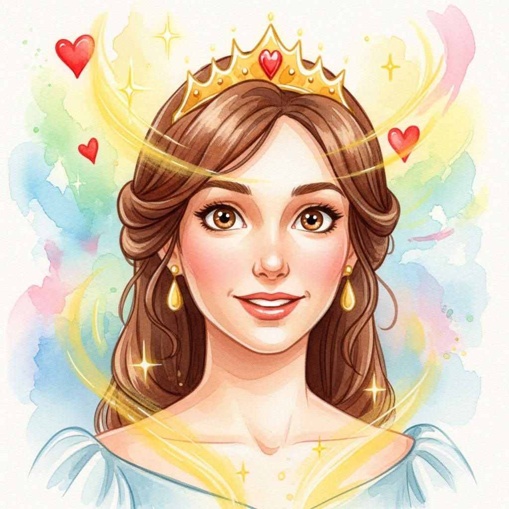 En el corazón del reino de Cristalina vivía la princesa Sofía. Con su cabello castaño tan suave como
