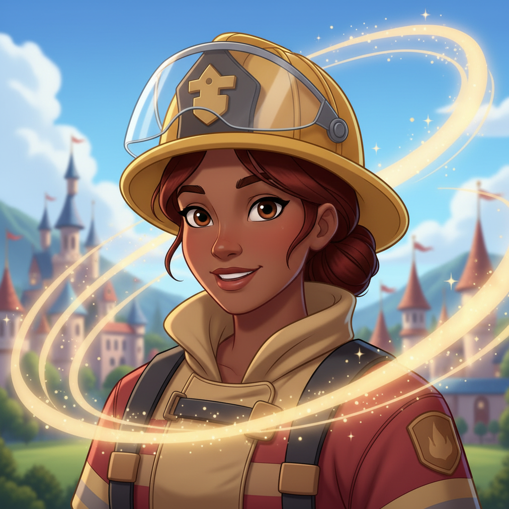 En la bulliciosa ciudad de Lumina, vivía Acidente Labora, una bombera intrépida con una melena casta