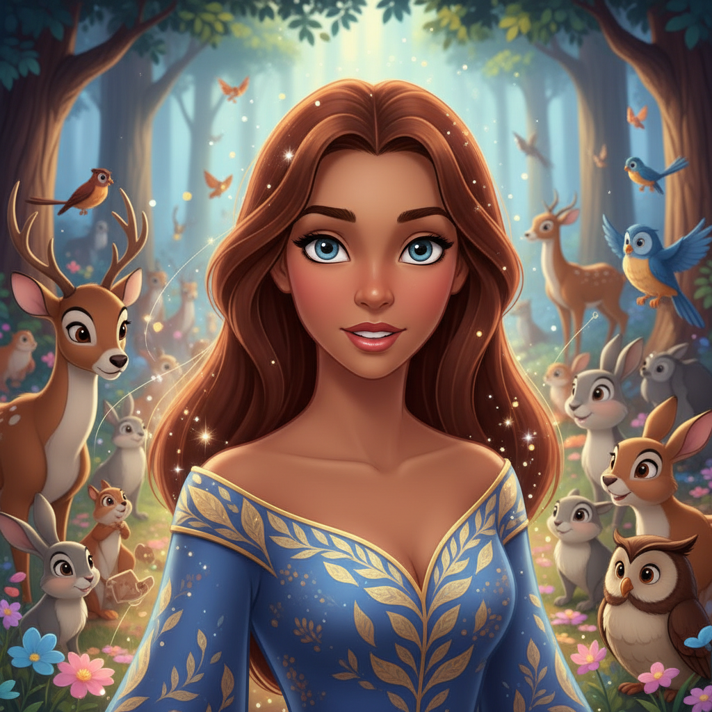 En un reino bañado por el sol y cubierto de flores, vivía la princesa Tiana. Tenía el cabello castañ