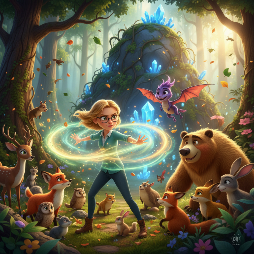 Con la ayuda de un sabio cuervo llamado Corvus, que conocía los secretos más profundos del bosque, E