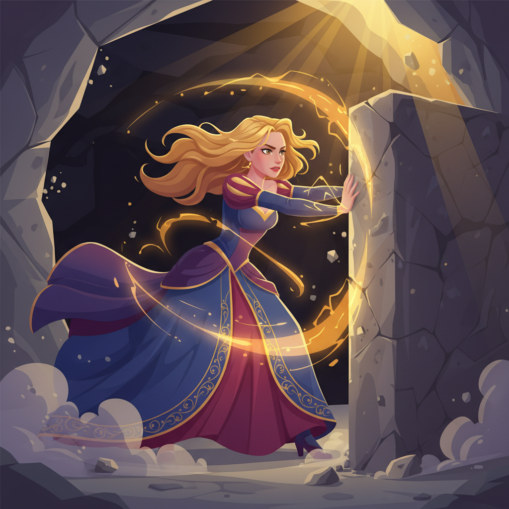 Al llegar a la entrada de la cueva, Evelyn desmontó. El dragón emergió con un rugido que hizo tembla