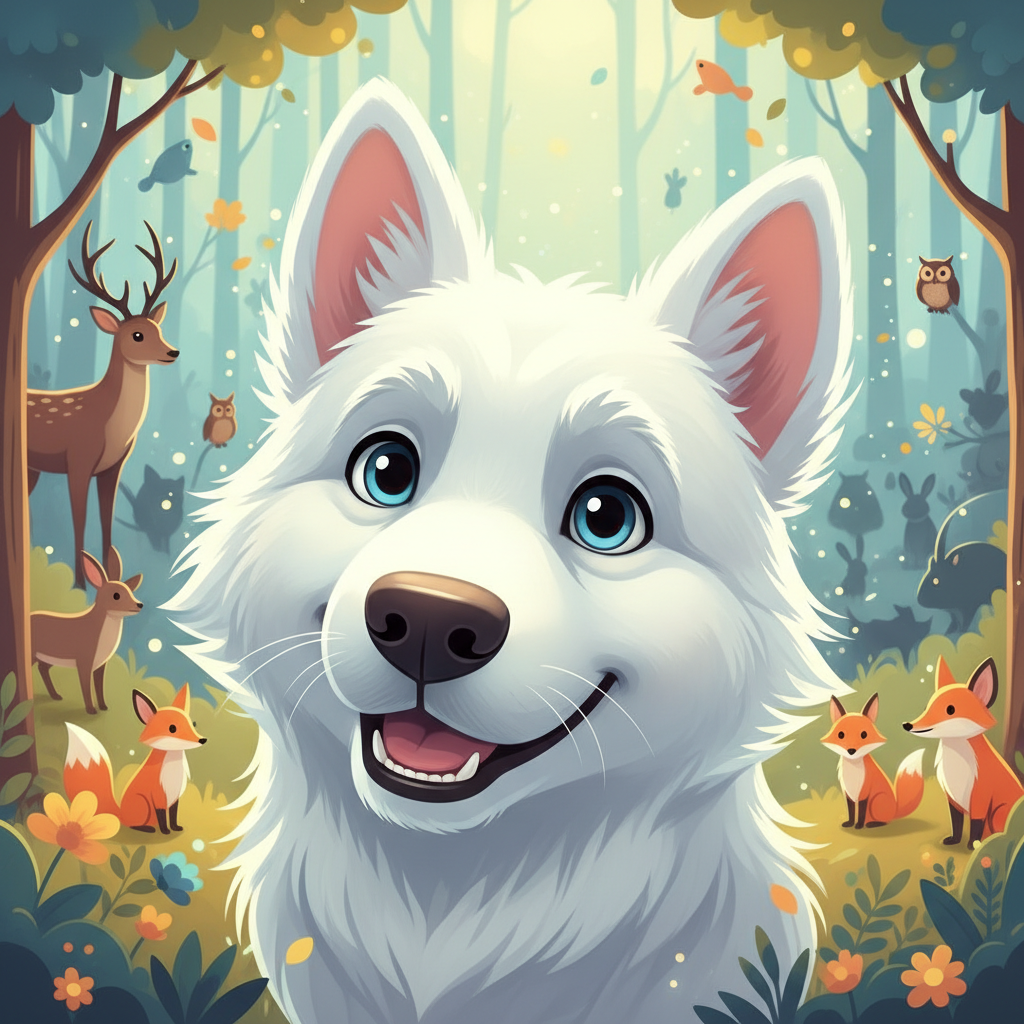 Max era un perrito blanco como la nieve, con unos ojos celestes que parecían dos trocitos de cielo.