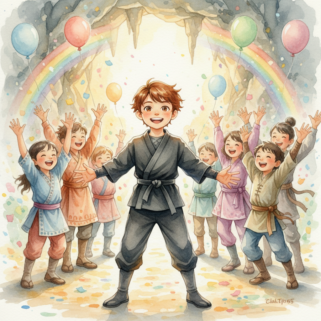 El tiempo pasó en el pequeño pueblo, y Alan creció. Su super fuerza se convirtió en una herramienta 