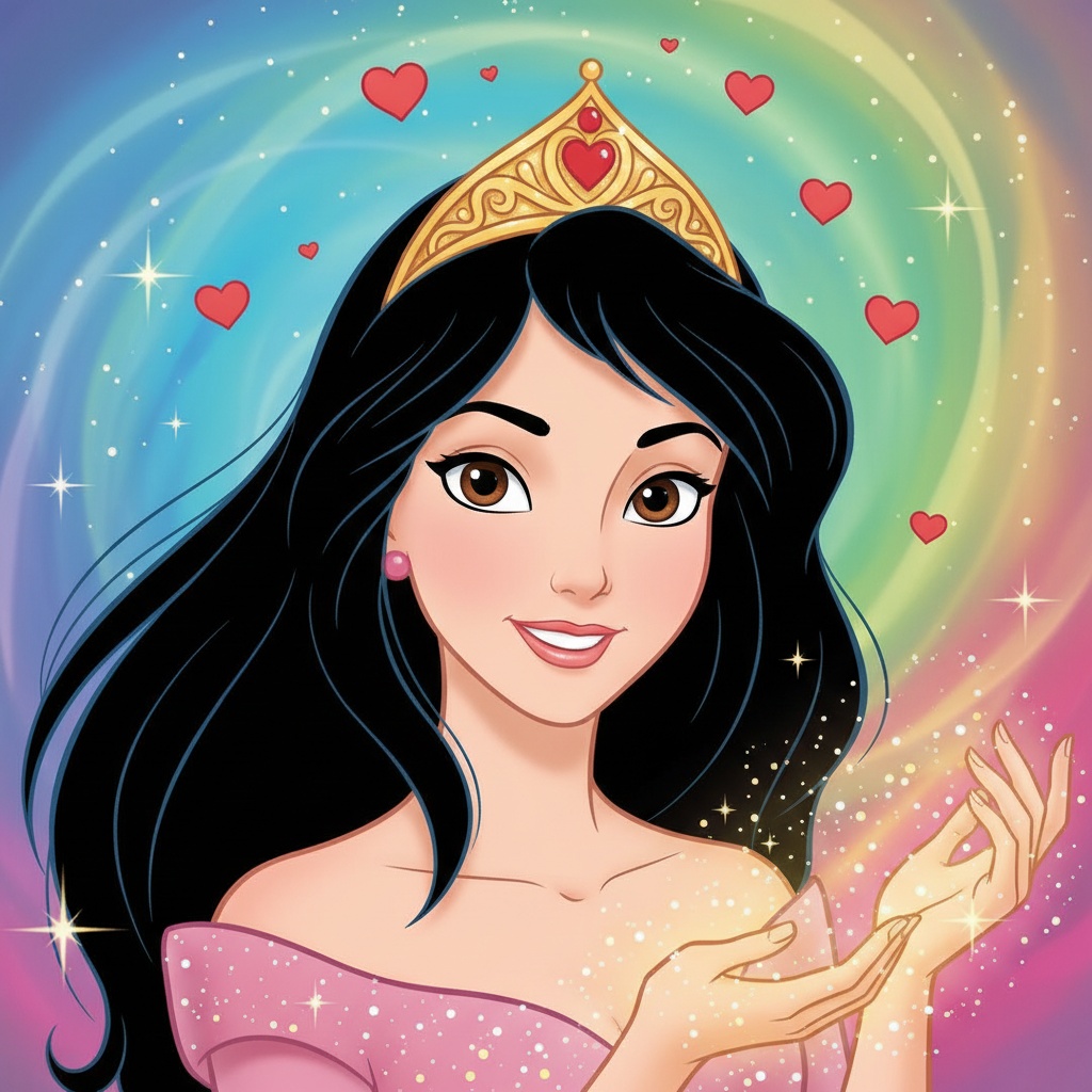 En el reino de Lumina, bañado por el sol eterno, vivía la princesa Ariela. Con su cabello tan oscuro