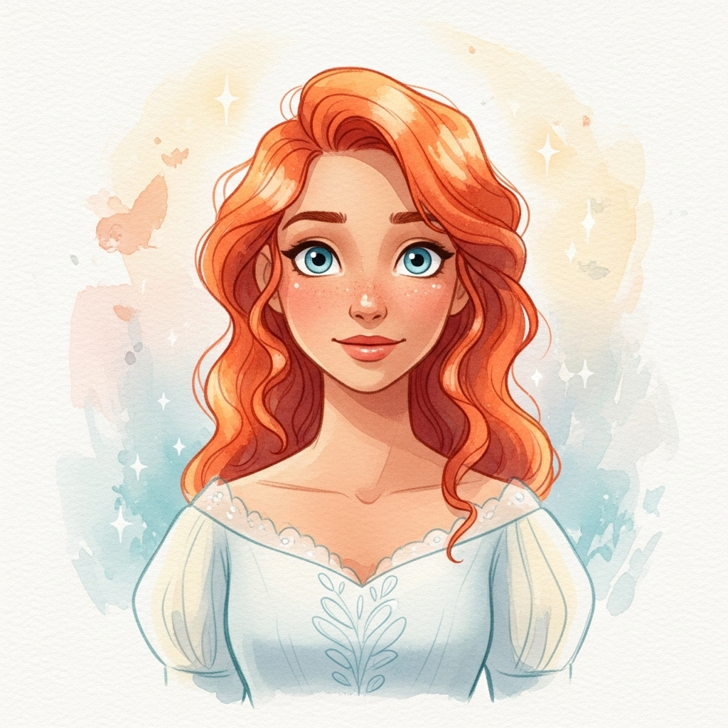 En el reino de Cristalina vivía la princesa Estrella, una joven de corazón noble y cabello tan rojo 