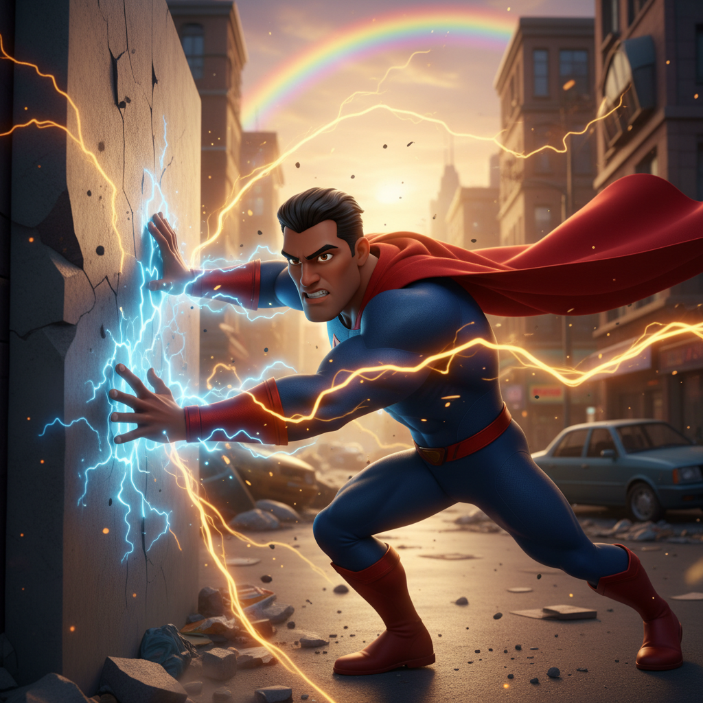 Con la ayuda de las pequeñas luces, que ahora eran amigables espíritus de la diversión, Superautoest