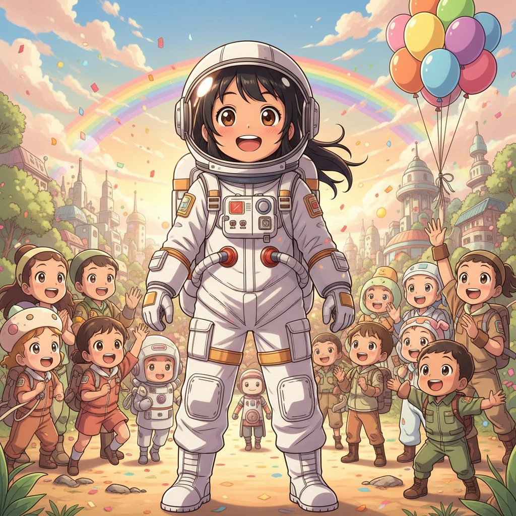 Una cálida luz dorada emanó de las manos de Coti, envolviendo a la criatura espacial. Poco a poco, e