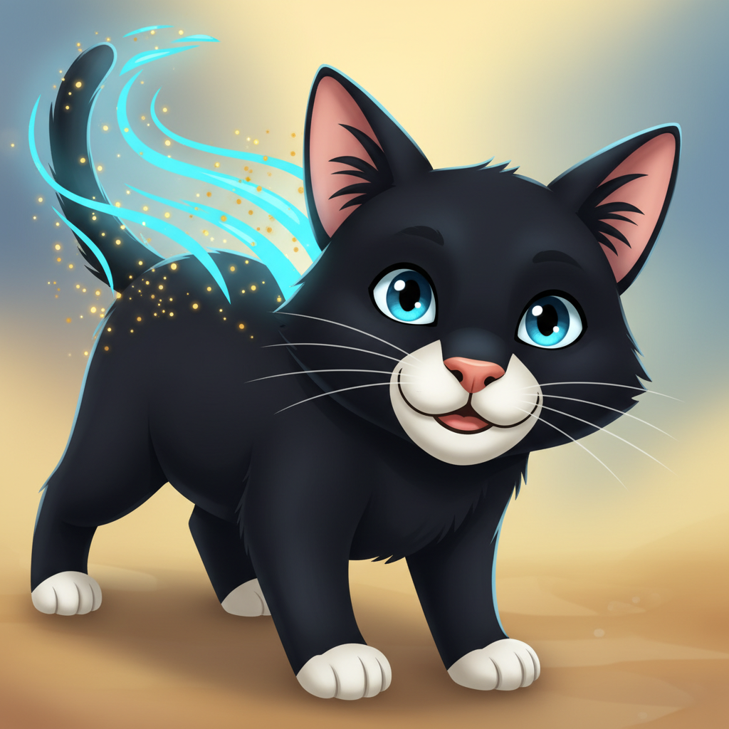 En la acogedora casa del número 7 de la Calle de los Sueños vivía El Mico, un gatito negro como la n