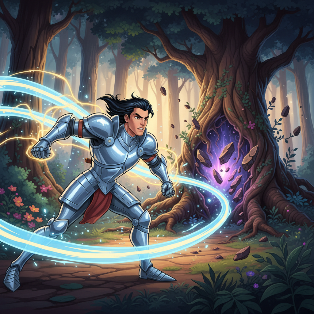 Un día, una extraña noticia llegó a oídos de Sir Valtor: el Bosque Susurrante, que bordeaba el reino