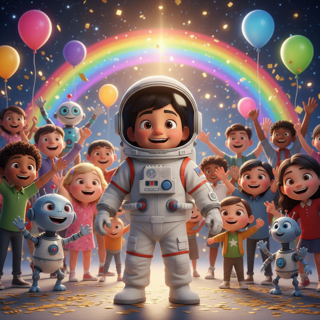 Los colonos invitaron a Adrian a celebrar. Compartieron historias y risas, y Adrian contó sobre sus