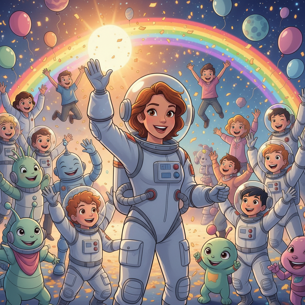 Los Luminitos, agradecidos, ofrecieron a Saku un regalo: un cristal que pulsaba con una luz suave y 