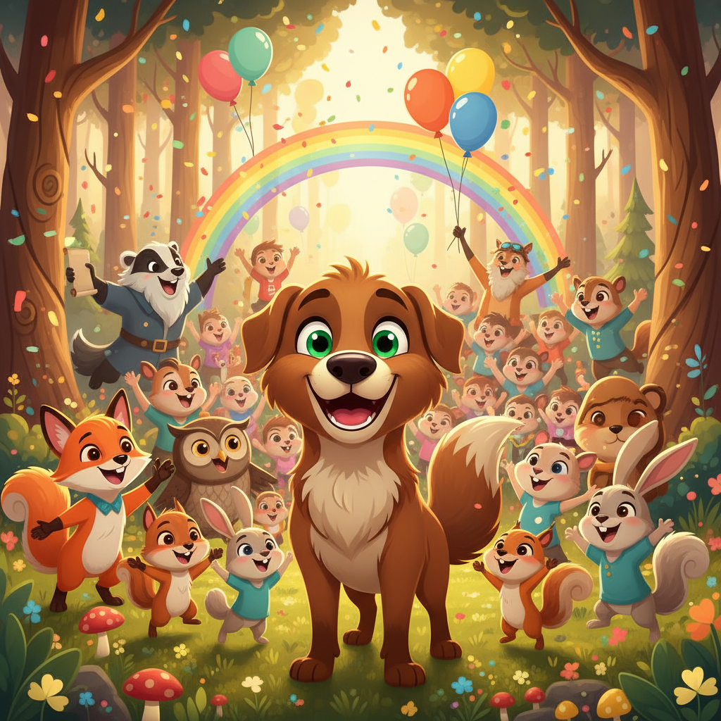 Con la bellota recuperada, Keisi abrazó a Kirvi con fuerza. "¡Muchas gracias, Kirvi! Eres el mejor a