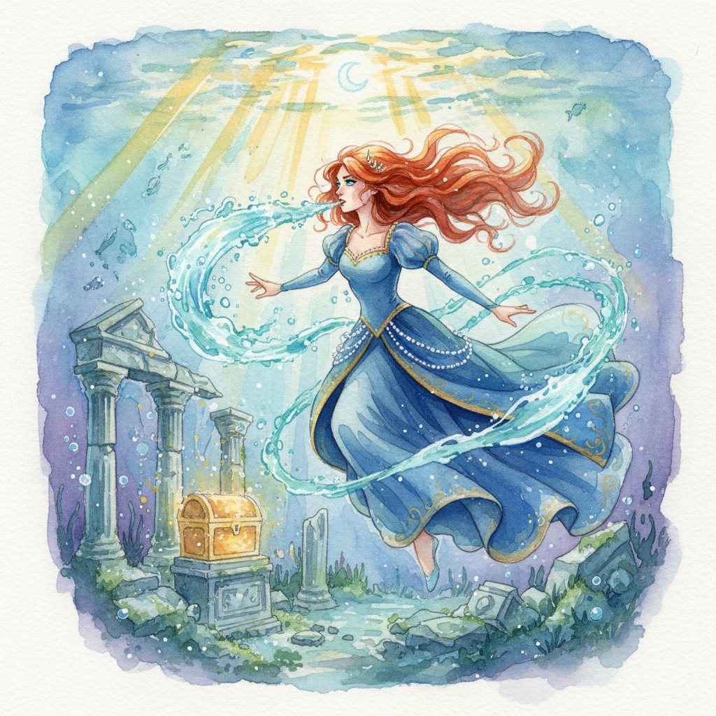 La Reina Coral, con su corona de algas marinas y su voz suave como el murmullo de las olas, escuchó 