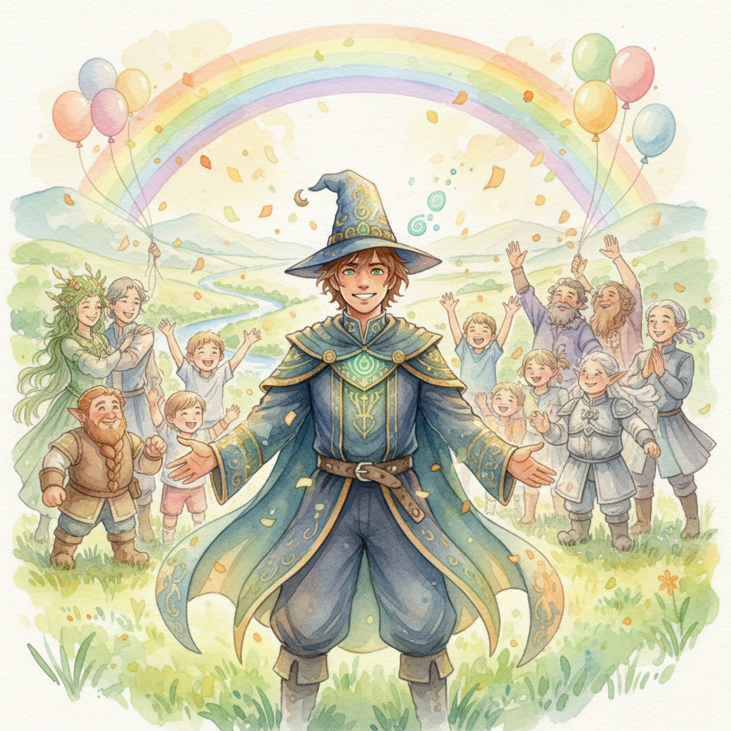 Llegó el día del gran festival y la multitud vitoreaba mientras los carruajes tirados por unicornios