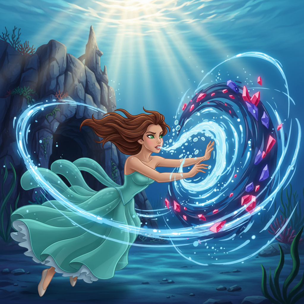 Siguiendo el rumor del susurro del mar, Mar se adentró en las profundidades, donde la luz del sol ap