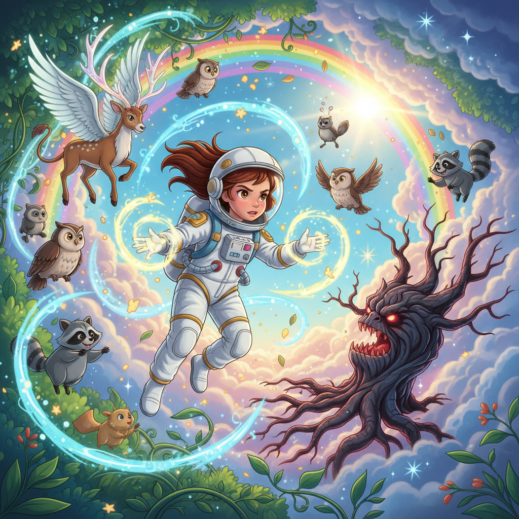 Su viaje los llevó a un planeta cubierto de cristales que brillaban con todos los colores del arcoír