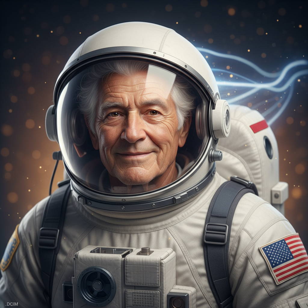 Carlosautos, un astronauta curtido por el tiempo, observaba la Tierra desde la ventana de su nave es