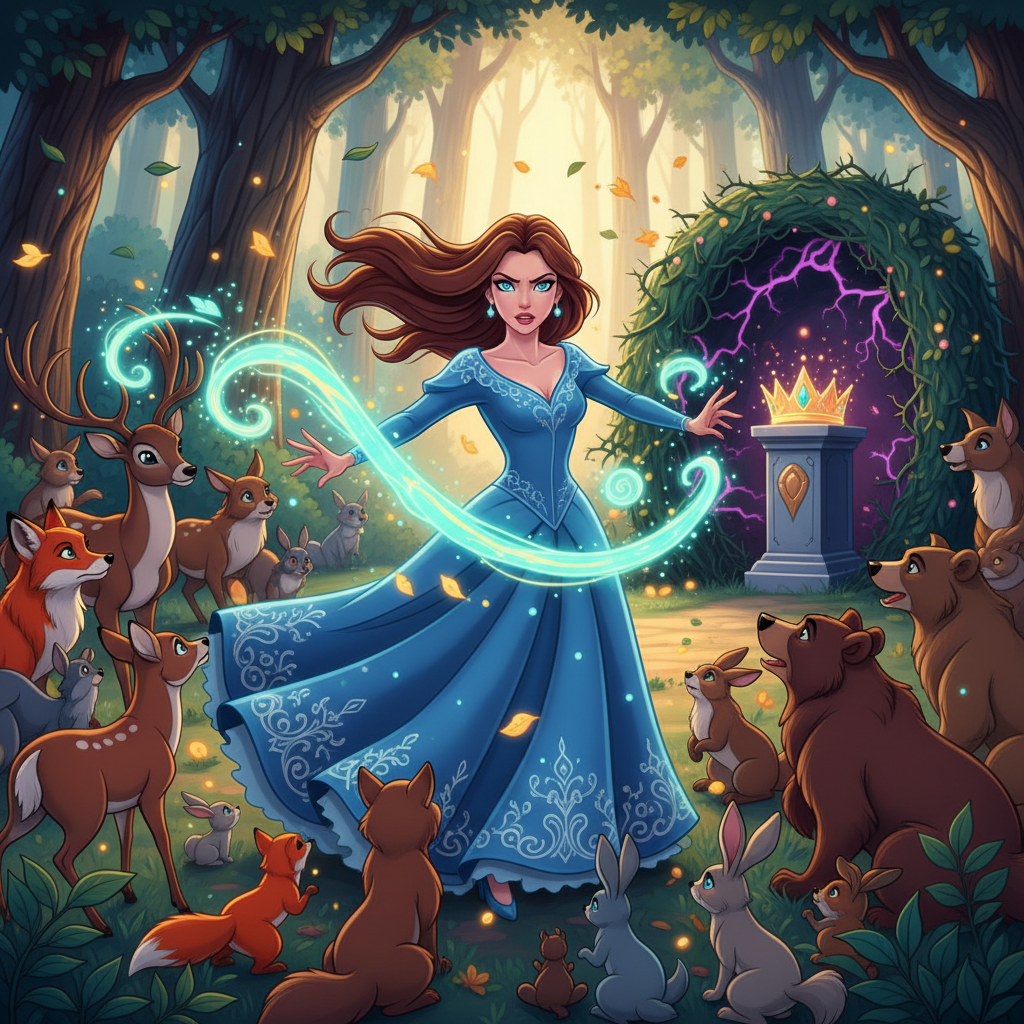 Con renovada energía, Sofía continuó su camino hacia el Gran Roble. El bosque se volvía más denso y 