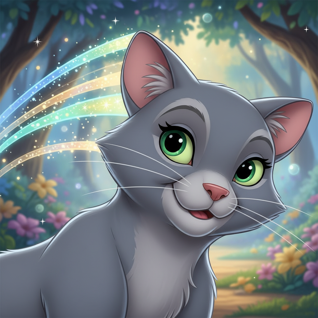 En un pequeño pueblo rodeado de prados verdes y arroyos cristalinos, vivía una gatita llamada Tina.