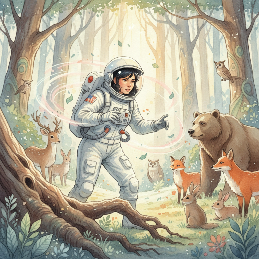 Guiada por las Estrellas Cantarinas, Albita se adentró en los bosques sombríos, donde el silencio se