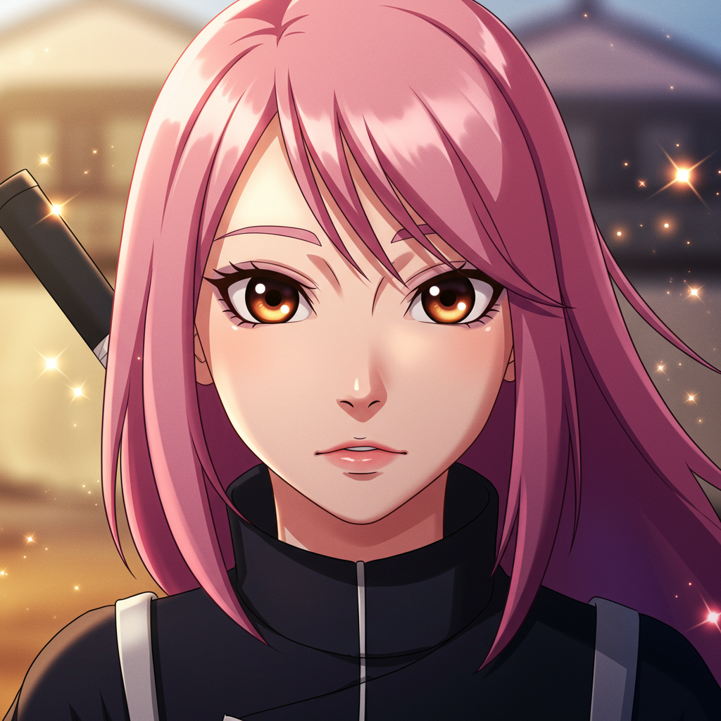 Luna era una ninja de cabellos rosados y ojos vivaces como las castañas, cuya piel, de un tono tosta