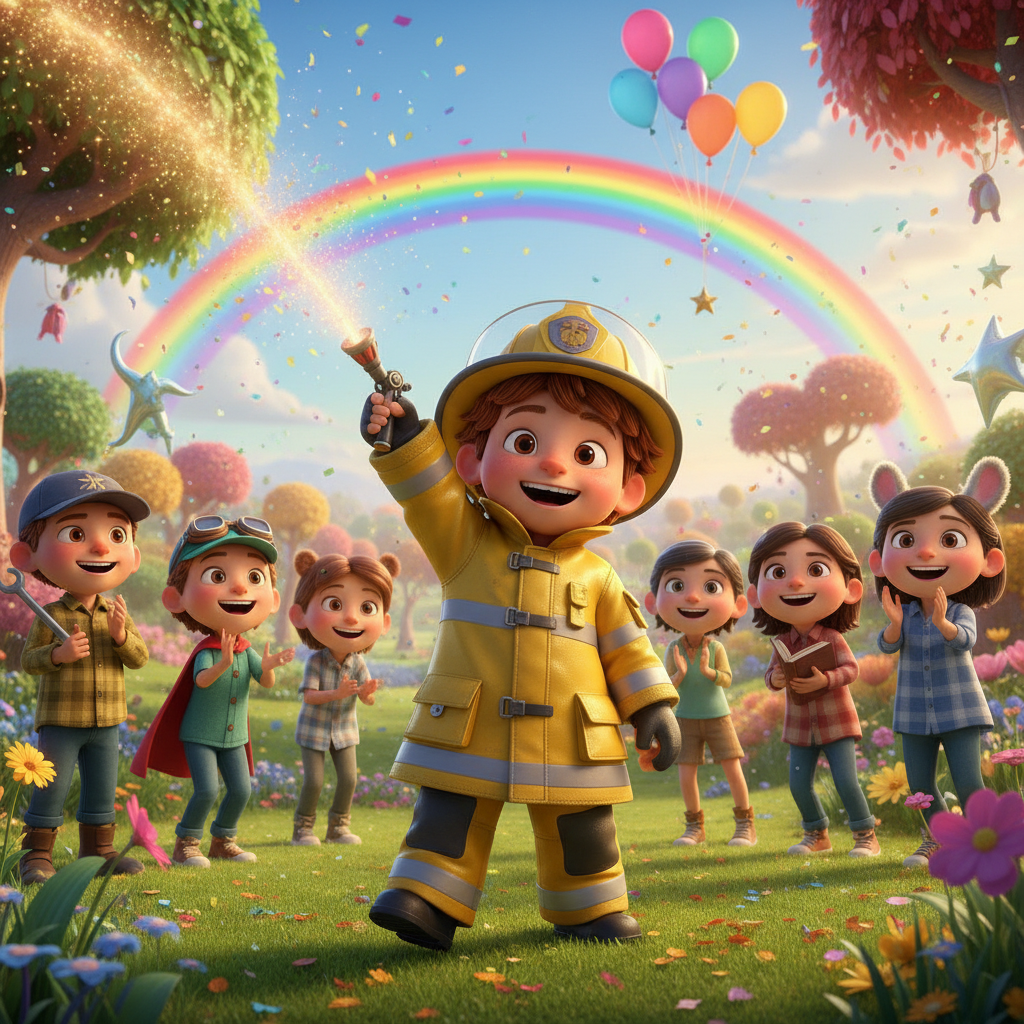 Desde ese día, Ricio se convirtió en el héroe de Villa Alegre. Ya no solo jugaba a ser bombero, sino