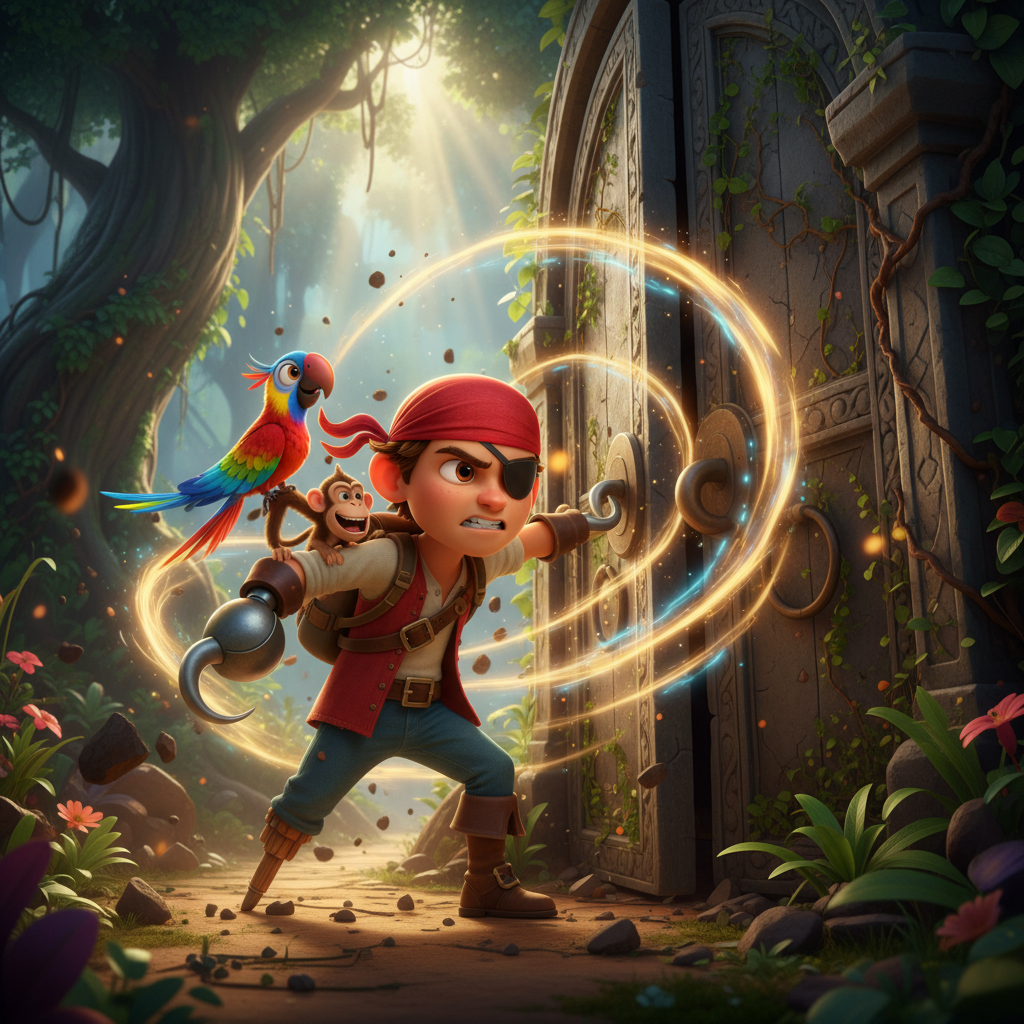 Al llegar a la Isla de las Sombras, la tripulación se encontró con una densa jungla que parecía devo