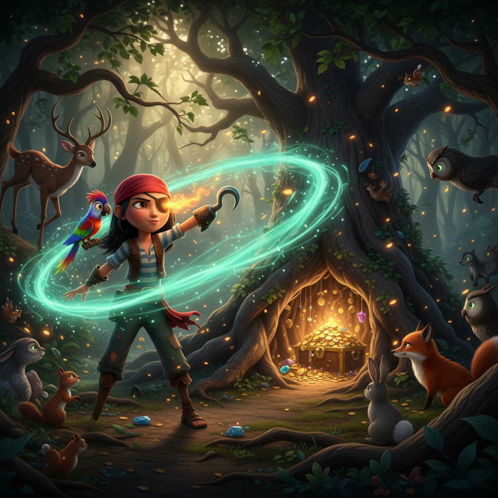 Un día, mientras navegaban cerca de una isla misteriosa rodeada de niebla, el loro de Natalia, Capit