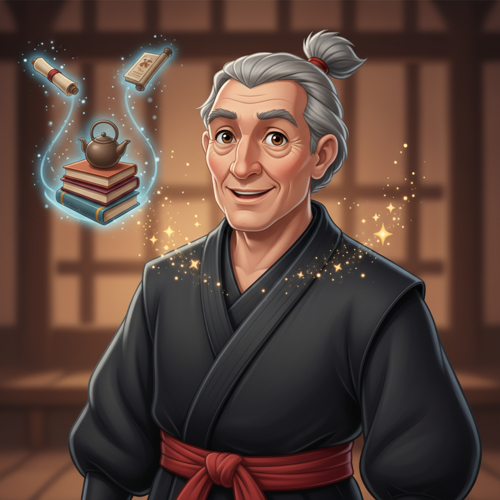 En la serena aldea oculta entre las montañas cubiertas de niebla, vivía un anciano ninja llamado Mar