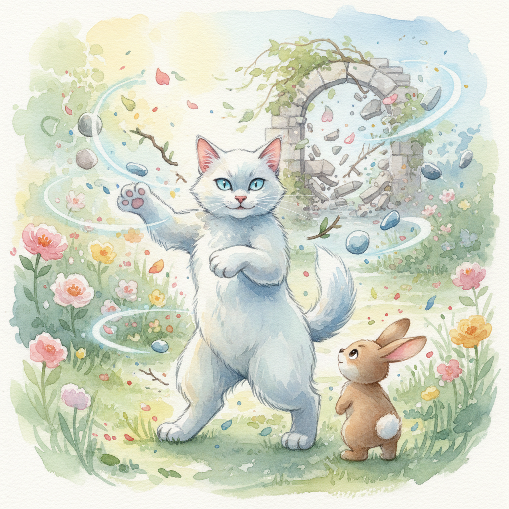 Nuez, la ardilla, bajó de la cortina con un pequeño salto, mirando a Michu con curiosidad. A pesar d