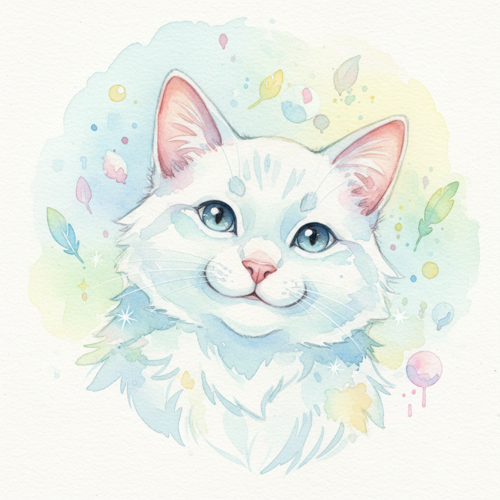 En una acogedora casita de tejado rojo vivía Michu, un gatito con un pelaje blanco como la nieve rec