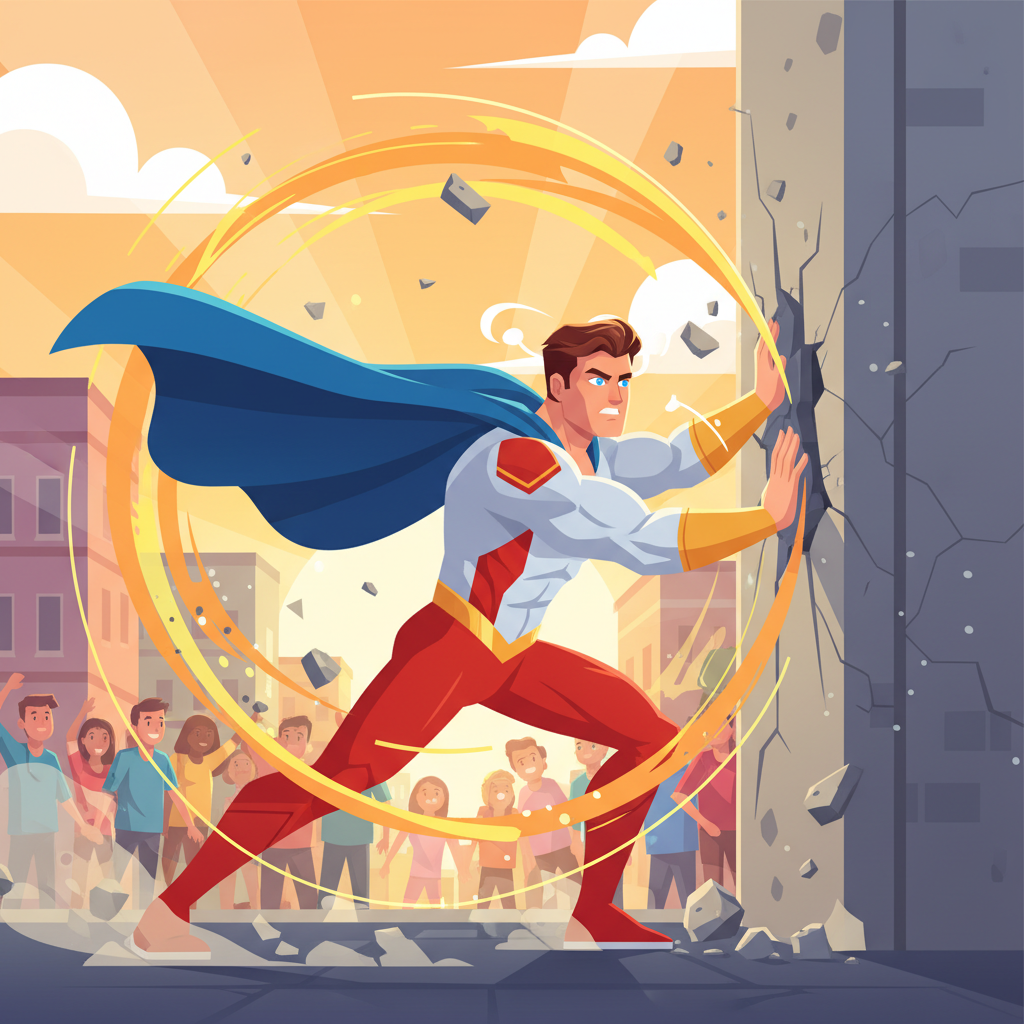 Un día, una sombra inesperada se cernió sobre Ciudad Radiante. Un enorme robot industrial, descontro