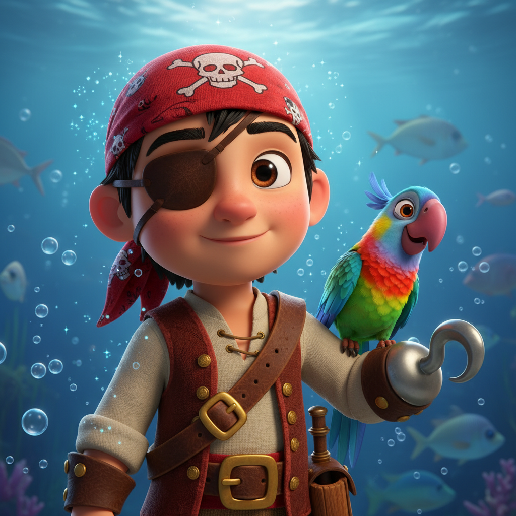 Jony era un joven pirata con una melena de cabello negro azabache y ojos del color del chocolate más