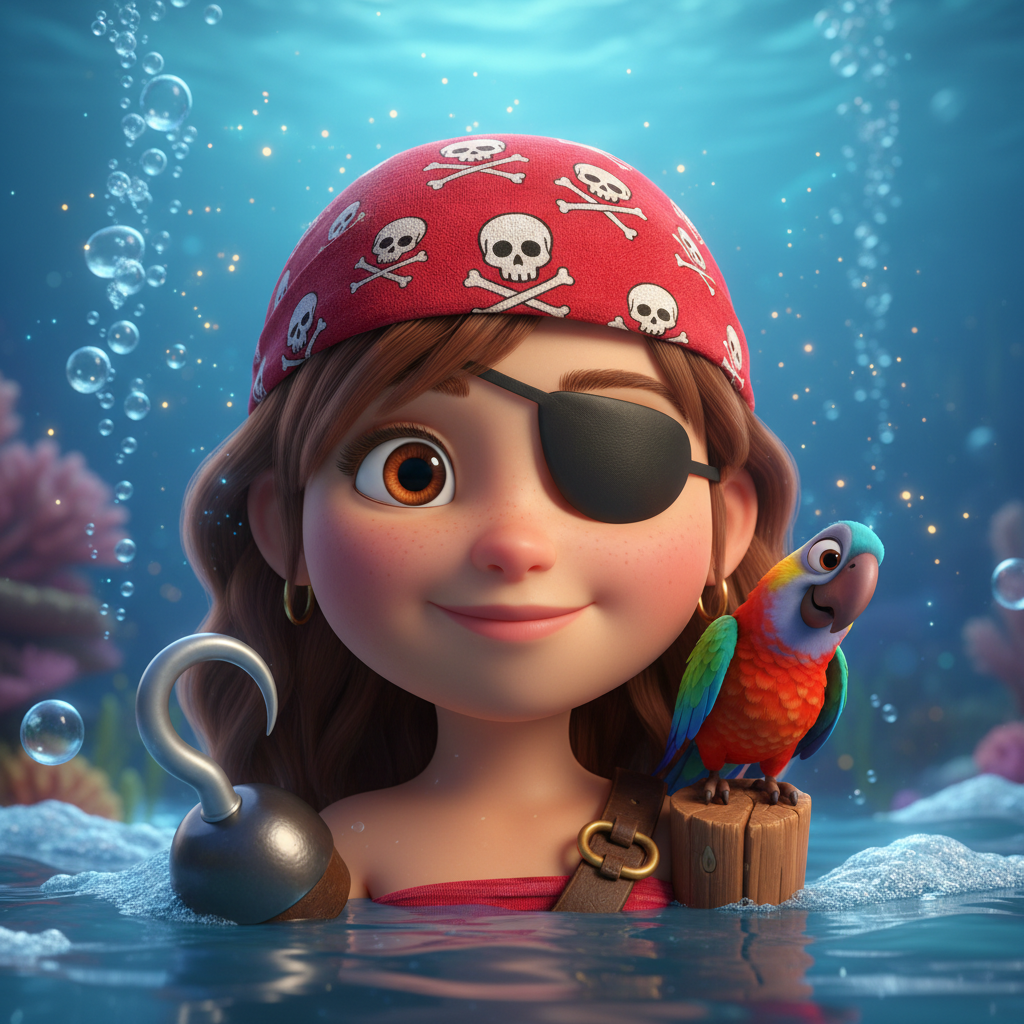 Vega era una pirata valiente y aventurera, de tan solo diez años. Su cabello castaño ondeaba al vien