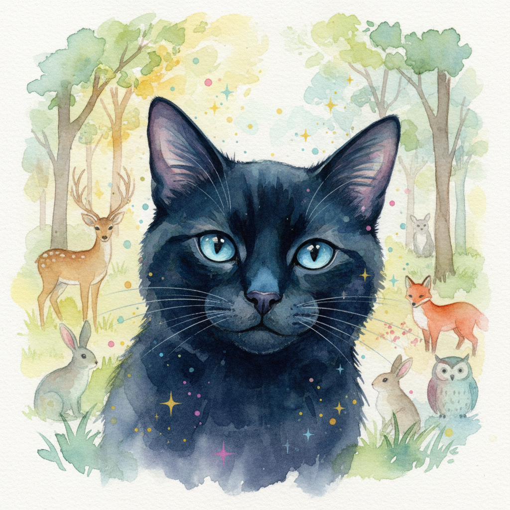 Había una vez un gatito llamado Chimuelo, con un pelaje tan negro como la noche y unos ojos tan azul