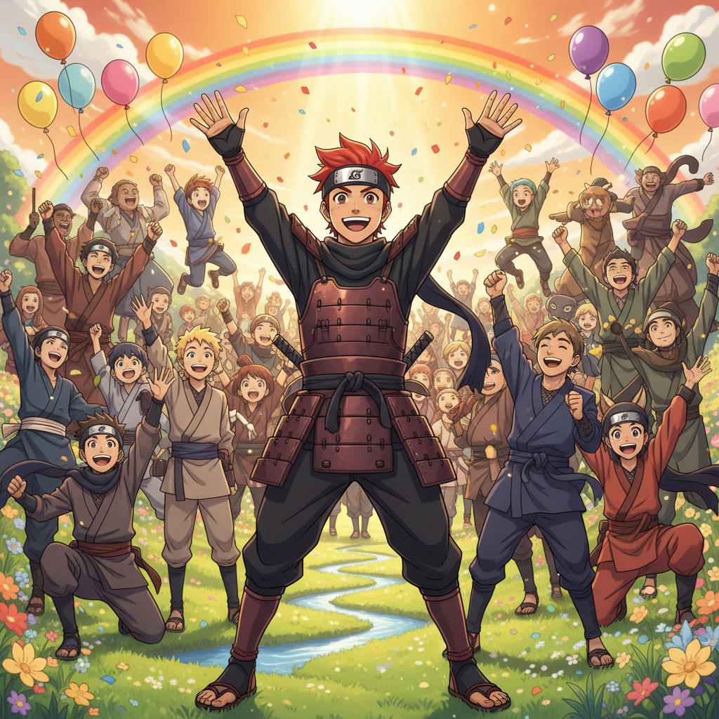 La Aldea del Sol Naciente estalló en vítores. Los aldeanos salieron de sus refugios, abrazando a Xub