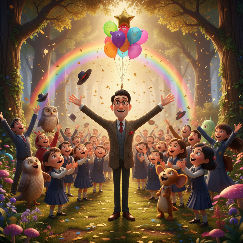 Con el roble liberado, la magia del Bosque Resplandeciente comenzó a despertar de nuevo. El respland