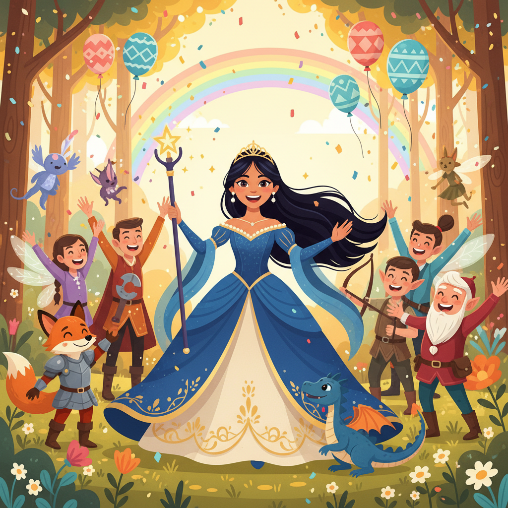 El rey y la reina, al enterarse de la hazaña de su hija, corrieron al bosque para ver el milagro con