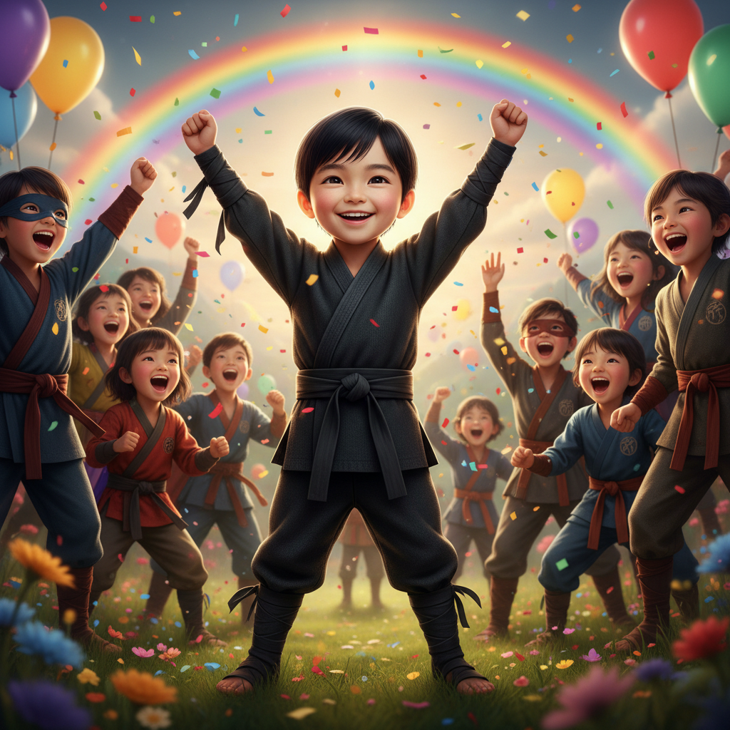 Pasaron los años, y Max se convirtió en un joven ninja respetado y admirado en su comunidad. Su habi