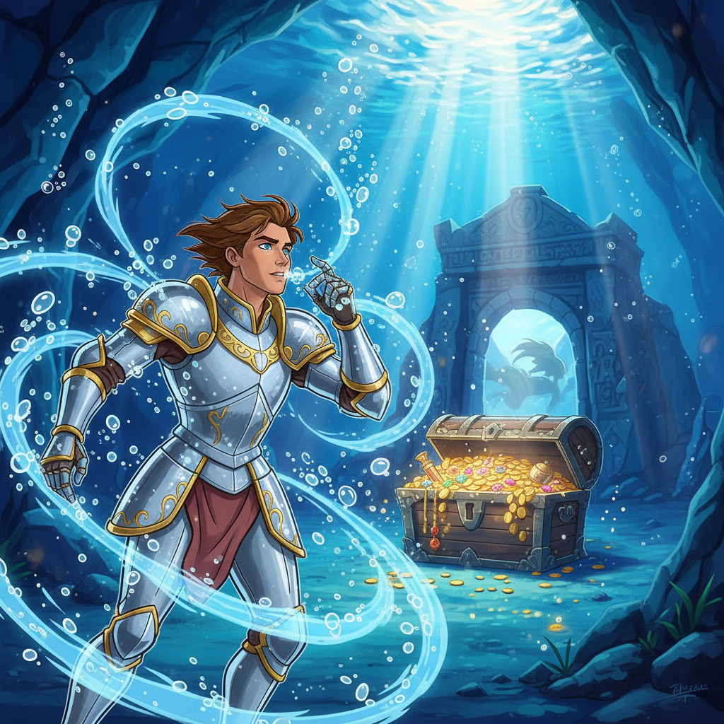 Con un suspiro profundo, Guardian se zambulló en el Mar Murmurante. Para su sorpresa, el aire se tra