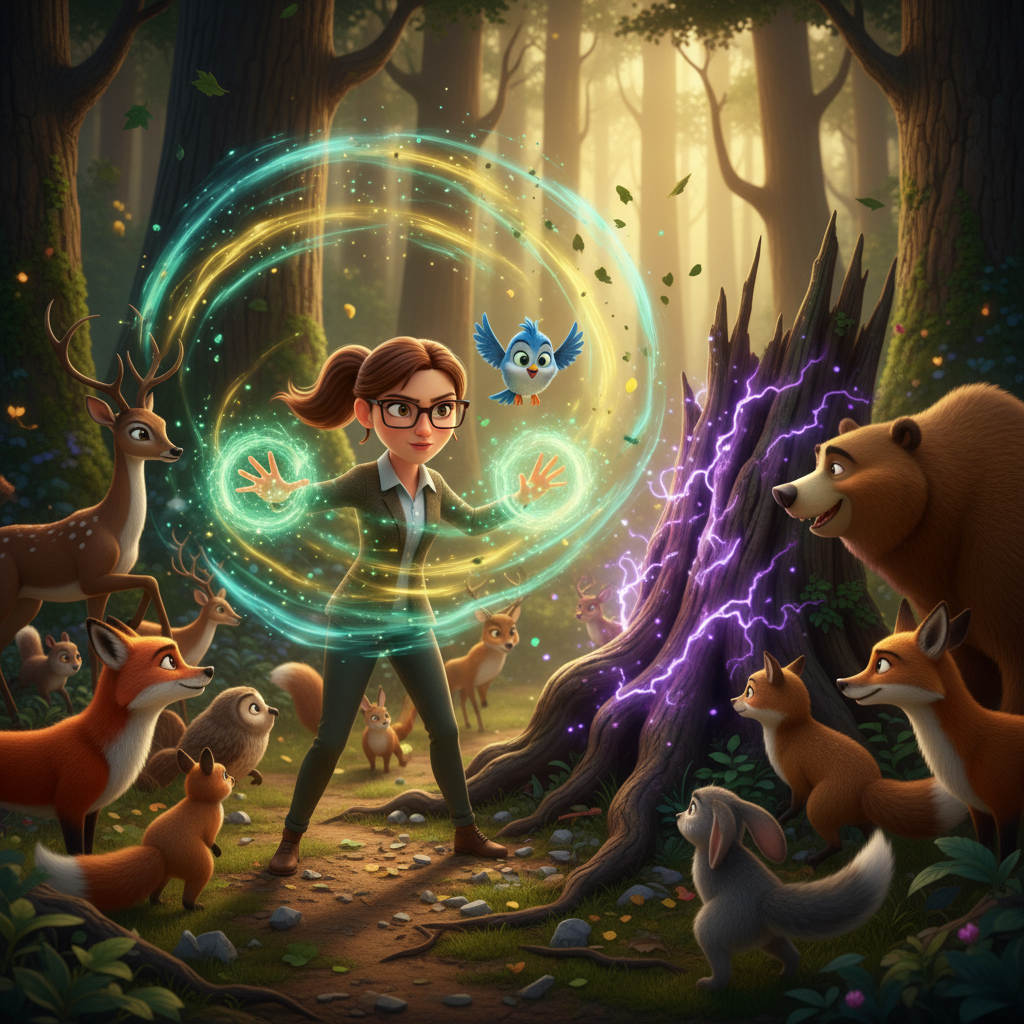 Un día, una gran preocupación se apoderó del bosque cercano. El pequeño zorro, llamado Chispa, corri