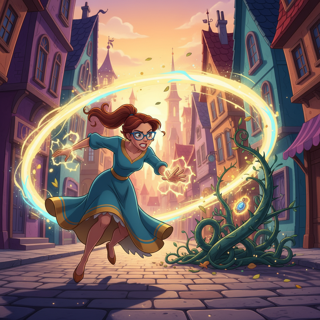 Con la velocidad del rayo, Carmensita se deslizó por las calles vacías de Ciudad Veloz. El viento ju