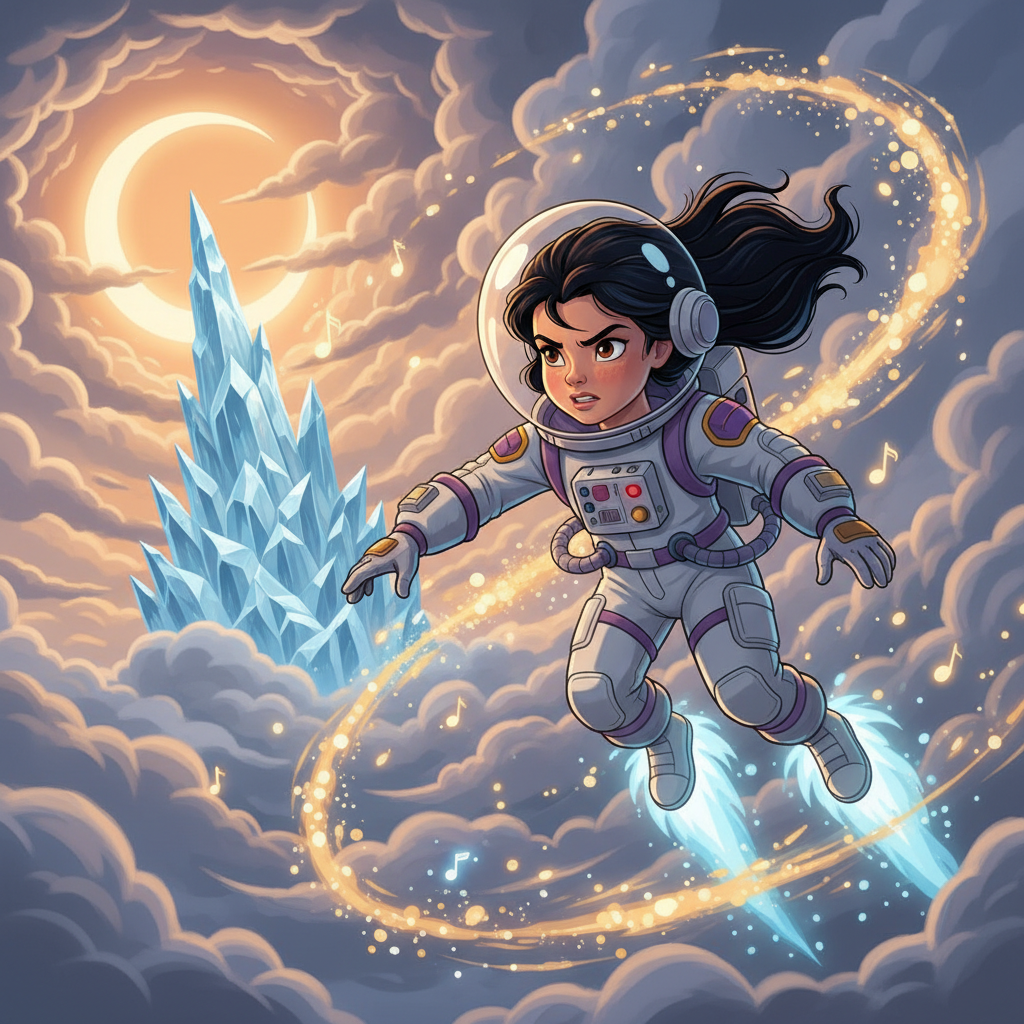 Un día, Mia recibió una llamada emocionante. ¡La misión a la Luna Luminosa necesitaba una explorador