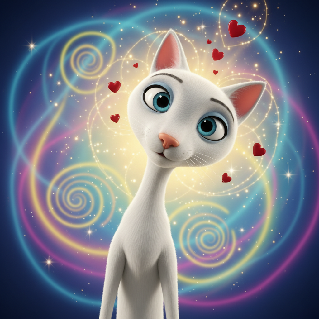 En el corazón de un prado cubierto de flores silvestres vivía Gaspar, un gatito de pelaje blanco com