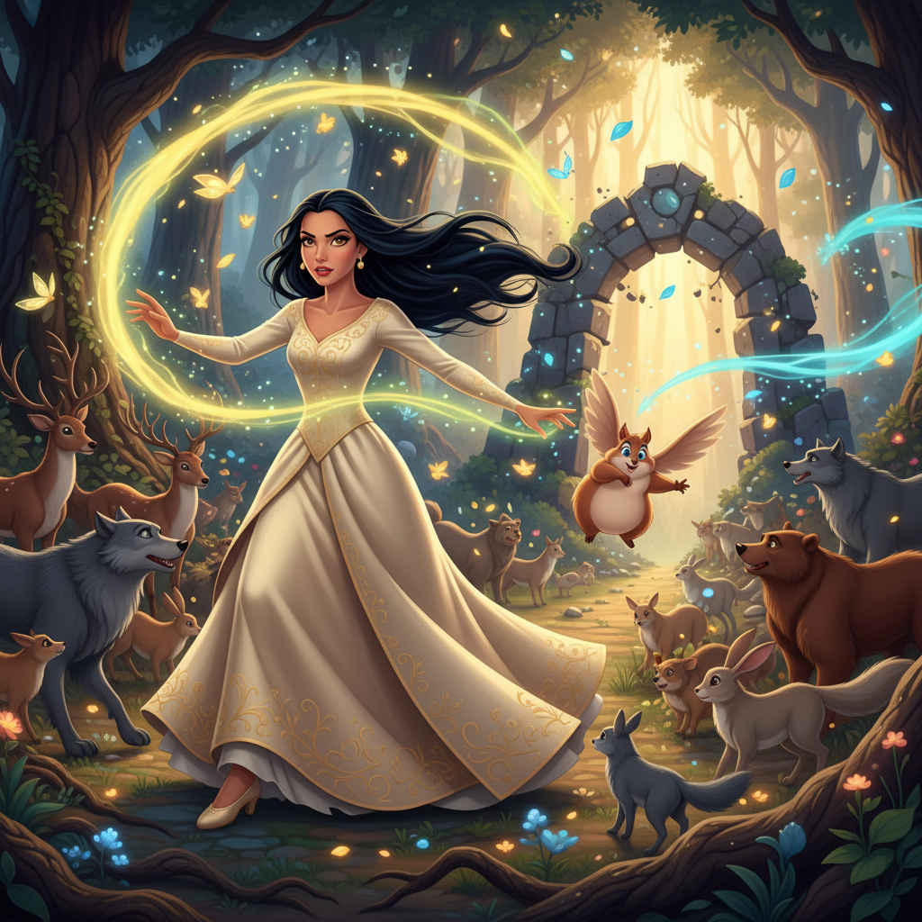 Al llegar a la cascada, Anica encontró a la Ninfa del Agua debilitada y pálida. Las aguas que solían