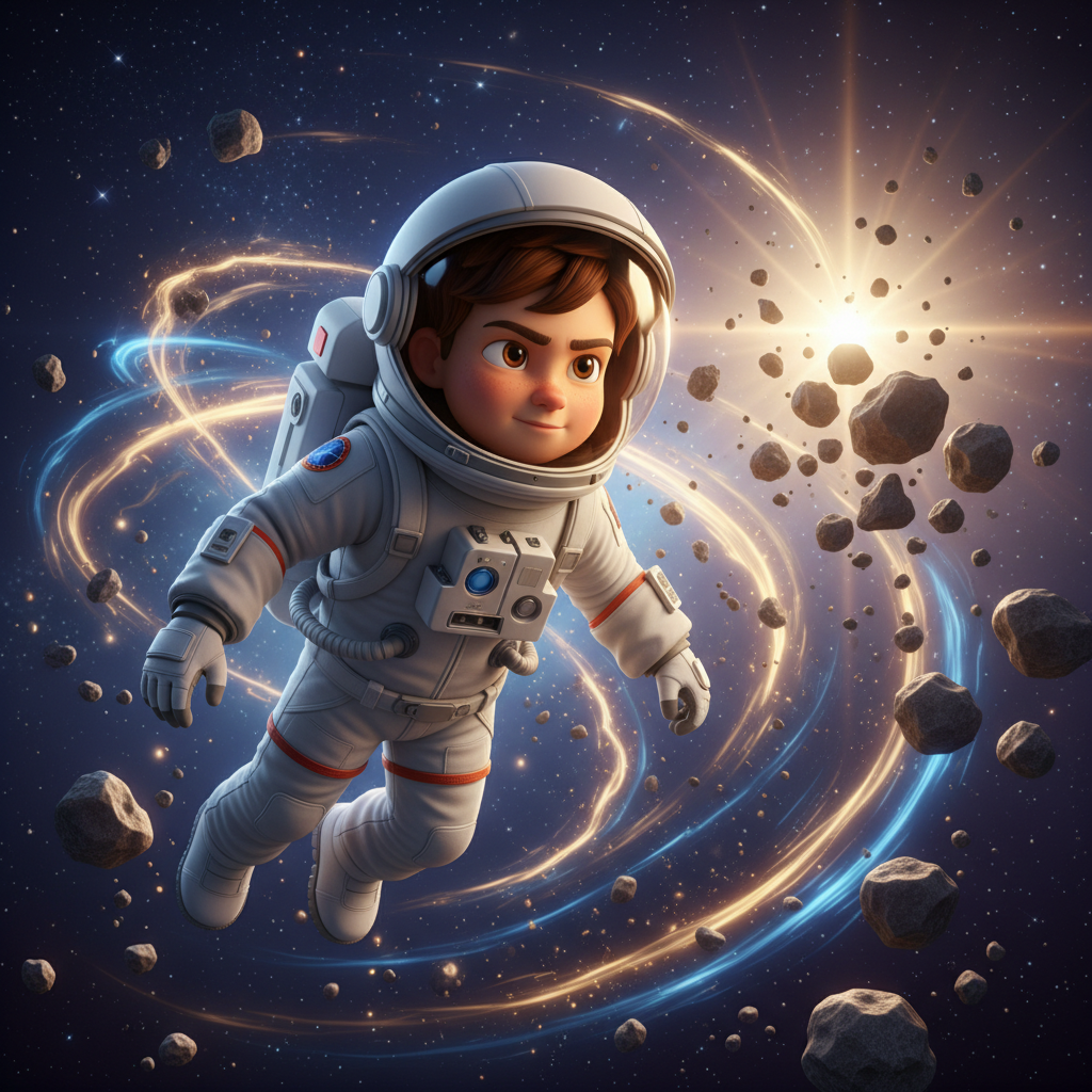 Volando a través del vacío interestelar, Jeremy sintió la inmensidad del universo. Las nebulosas teñ