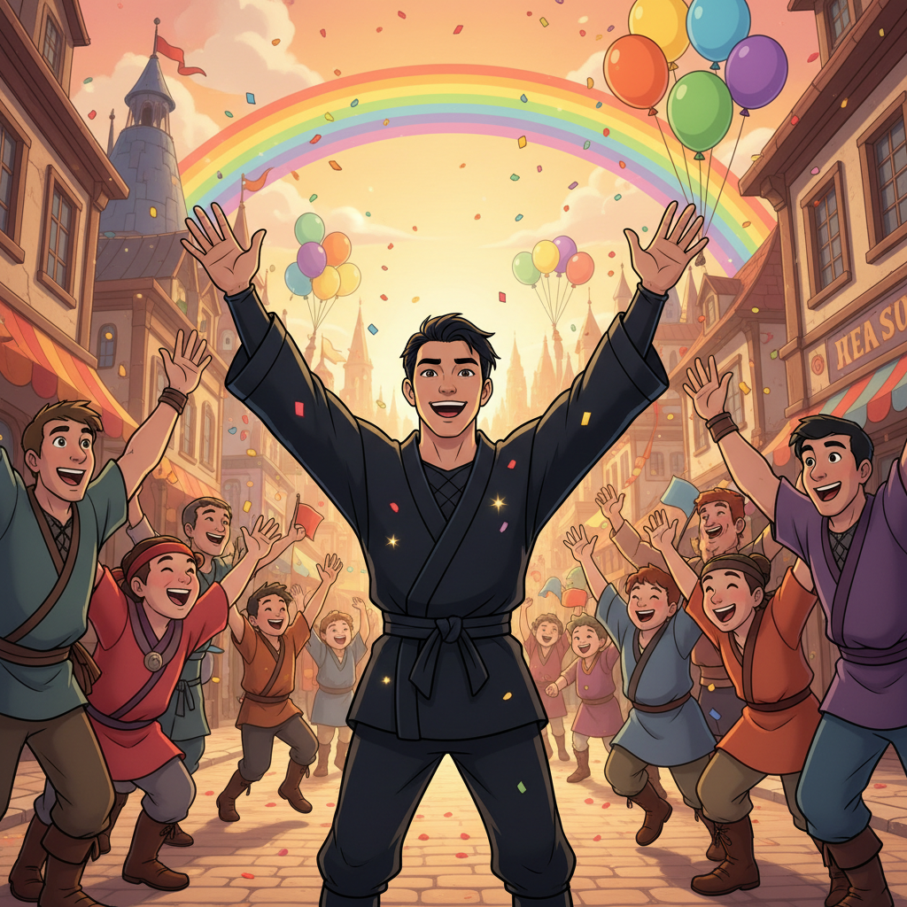 Papá, al escuchar la noticia, supo que debía actuar. Se puso su atuendo ninja, pero esta vez, su mir