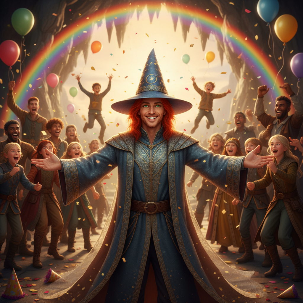 Finalmente, el viento curioso lo llevó hasta una pequeña cueva escondida detrás de una cascada. Dent