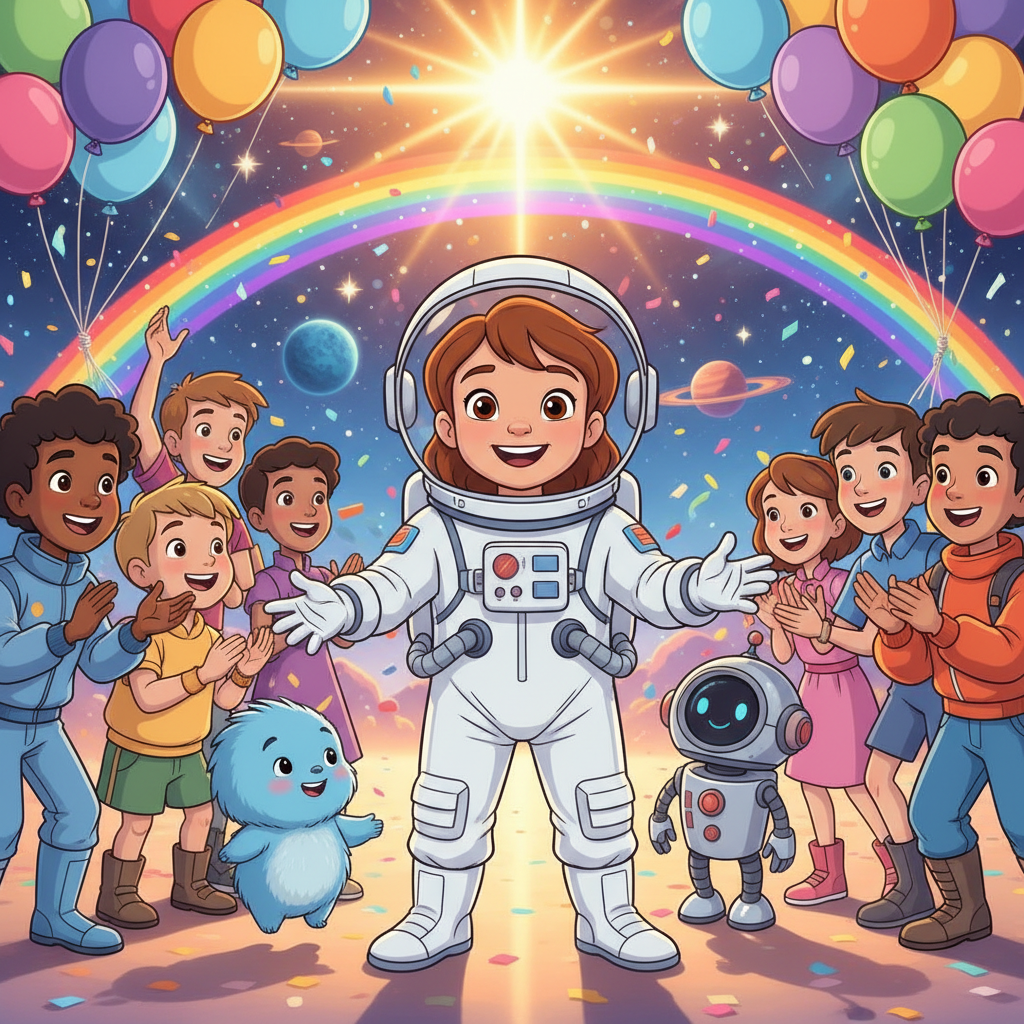 De vuelta en la estación espacial, Manuela reflexionó sobre su aventura. Había salvado a Zorp gracia