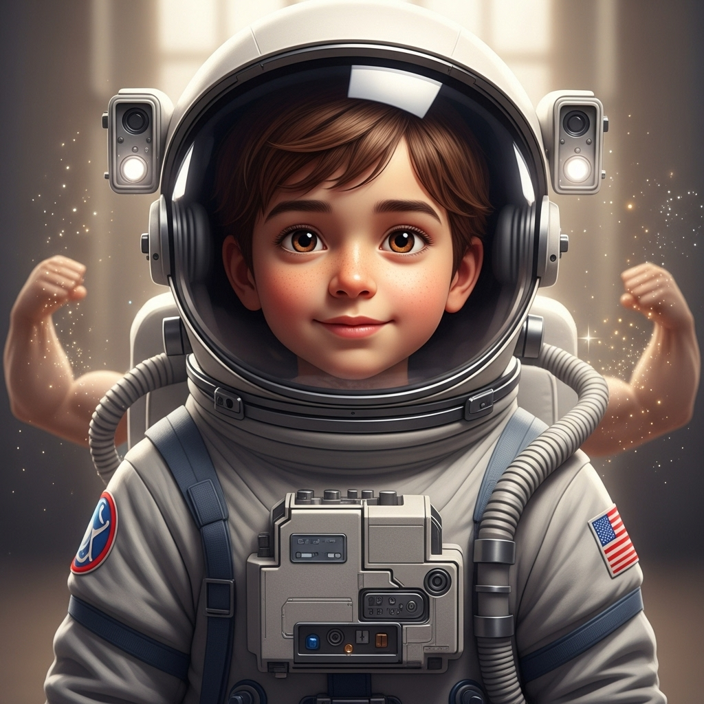 Daniel era un niño con cabello castaño y ojos marrones que soñaba con las estrellas. Le encantaba le